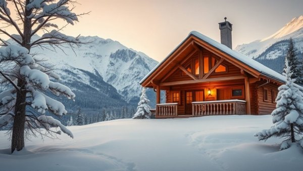 Austrian alpine wellness chalet with snowy mountain view