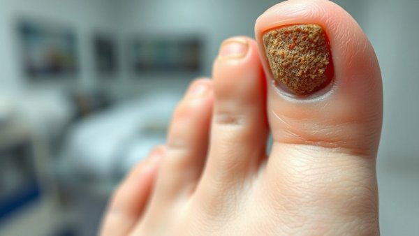 Toenail with fungal infection showing treatment process.