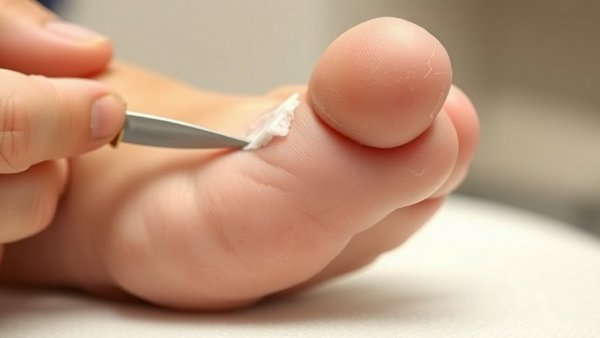 Close-up of foot callus shaving for foot care in clinical setting.