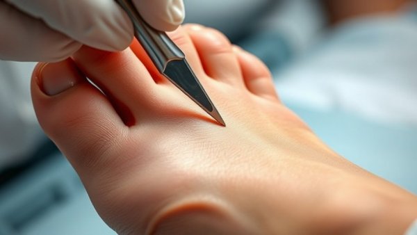 Detailed view of verruca treatment in a clinical setting.