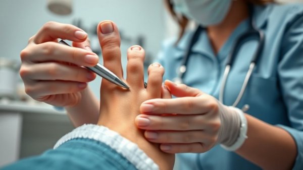 Corn removal treatments explained by doctor with foot images.