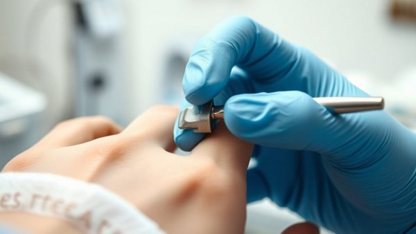 Close-up of nail treatment in clinical setting for 'nail fungus laser treatment near me'.
