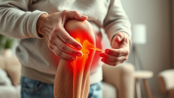 Knee arthritis pain relief therapies depiction with anatomical detail.