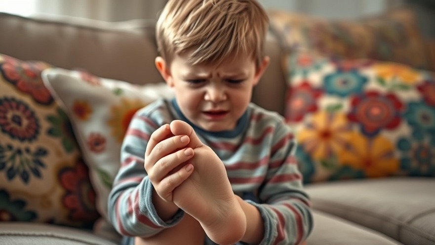 Concerned child with foot pain, highlighting Sever's disease in children and foot health.