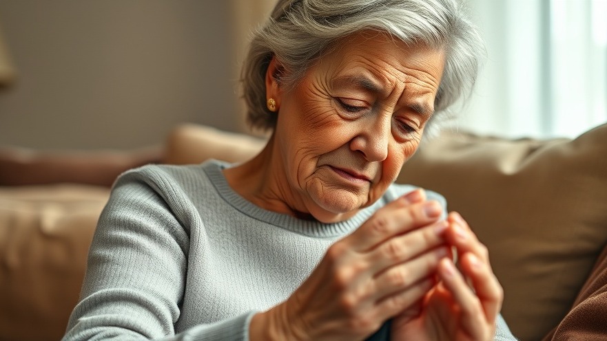 Elderly woman in a warm living room, massaging her feet to prevent pickleball injuries.