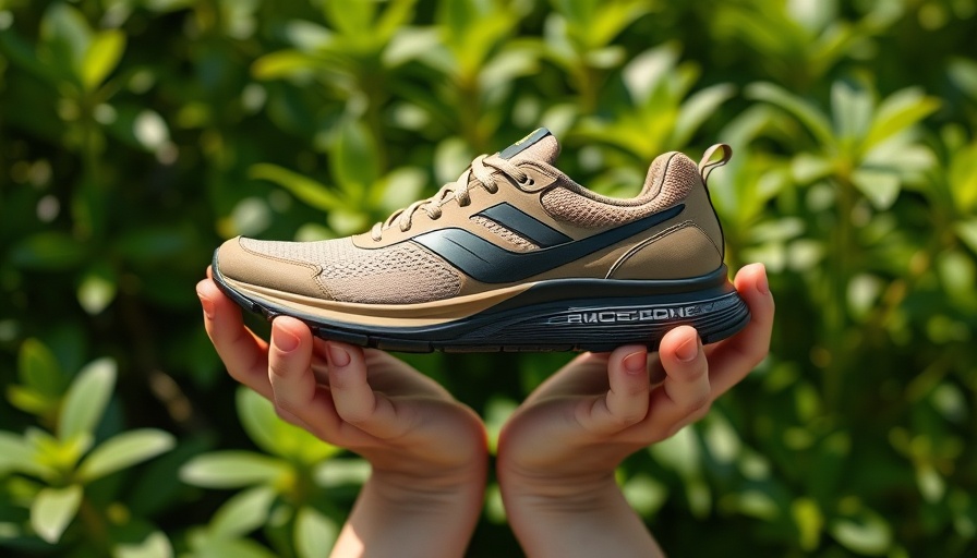 Three minimalist running shoes in olive, beige, and black, held outdoors.