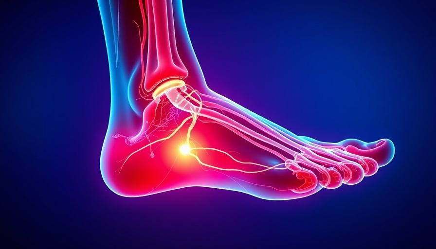 Anatomical foot illustration showing Morton's neuroma and nerves.