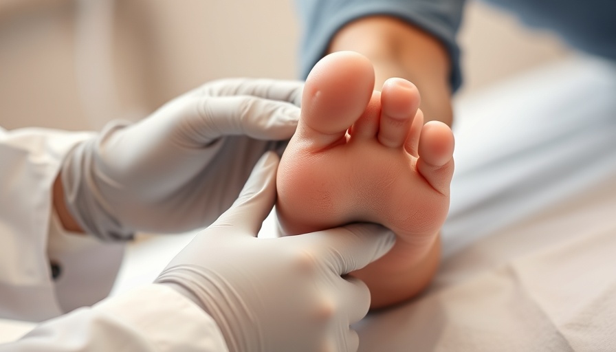 Medical professional examining diabetic foot health.