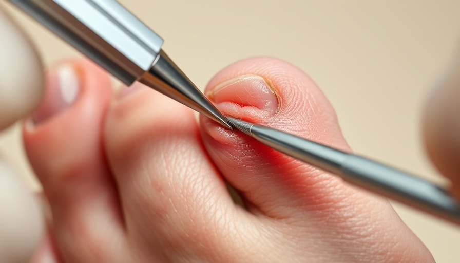 Ingrown toenail being treated up close, macro detail.