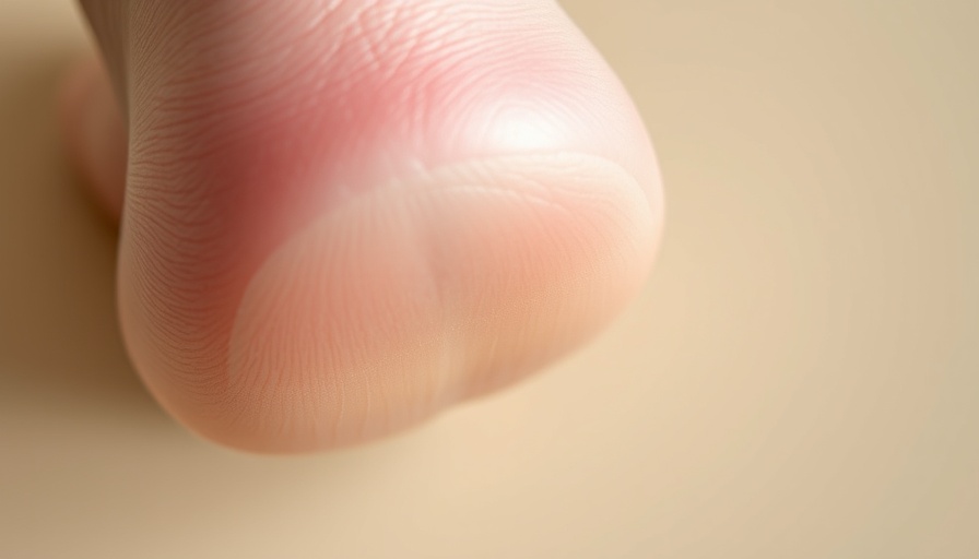 Close-up view of a heel showing friction blisters on the foot.