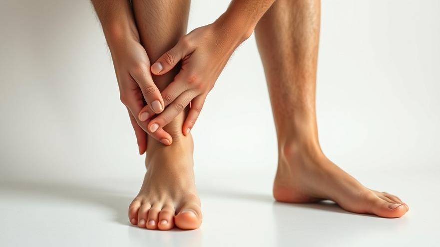 Person massaging knee in proper footwear for effective foot care management.
