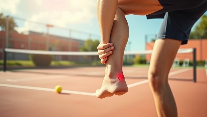 Athlete on a pickleball court suffering from tarsal tunnel syndrome pain.