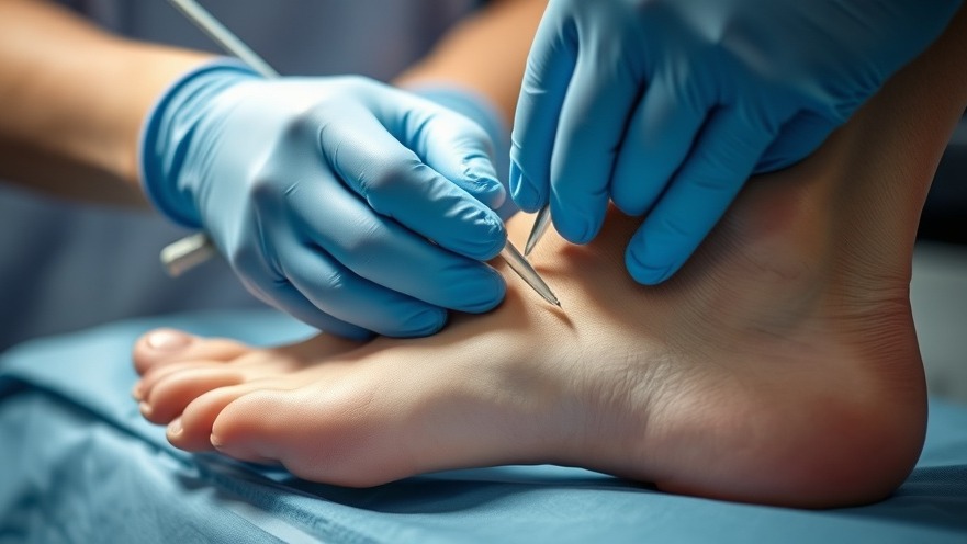 Close-up of foot treatment for sore blistered feet remedies and toe blister pain relief.