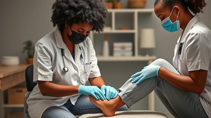 Black professionals providing foot and nail care for dry feet and runners.