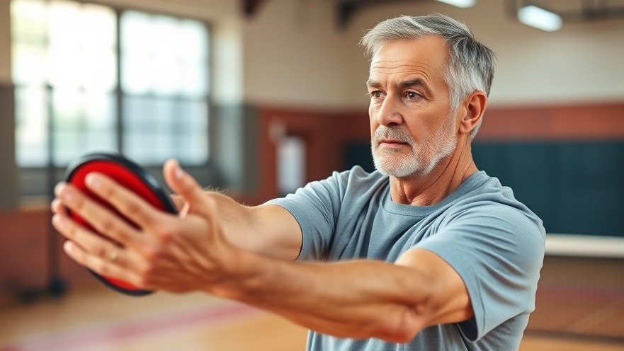 Middle-aged athlete stretching to prevent common pickleball injuries indoors.