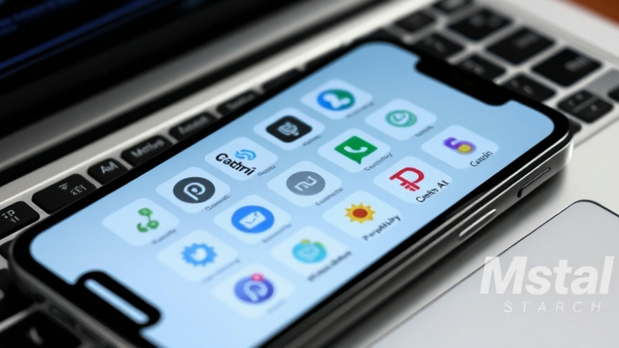 Smartphone with AI apps on keyboard for best mobile AI apps for small businesses.