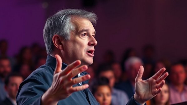 Middle-aged man speaking at a conference, AI for Engineering and Manufacturing.