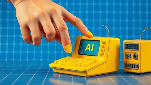 Retro pop art of AI creating new layers of human work, vibrant colors.