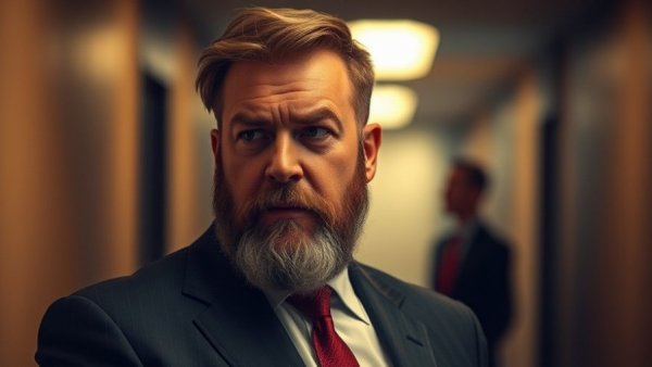 Thoughtful man in suit and tie, AI regulation political influence.