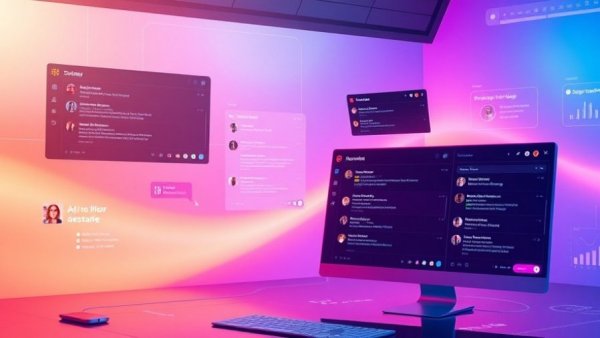 AI workplace helper managing tasks in a vibrant digital workspace interface.