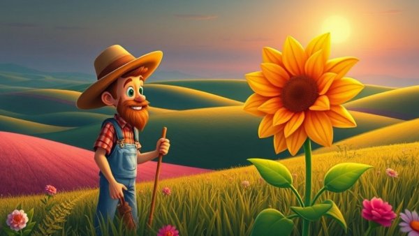 AI tools for small business growth visualized as a farmer growing a money flower.