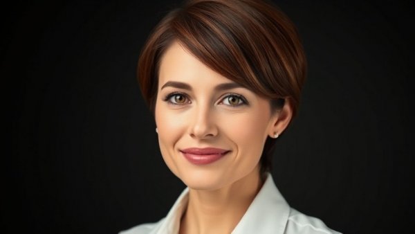 Smarter Revenue Integrity with Artificial Intelligence: professional woman smiling against dark background.