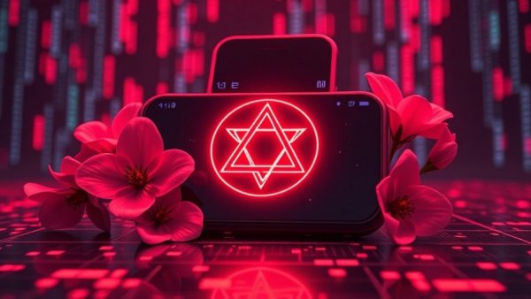 Futuristic concept of AI warfare using chatbots in combat with digital symbolism.