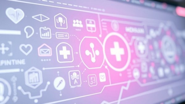 Futuristic healthcare interface highlighting Practical AI in Healthcare with glowing medical icons.