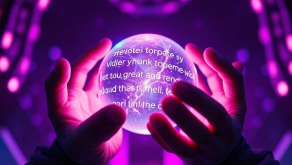 Futuristic crystal ball with IPO text, illuminated in purples.