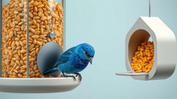 Blue bird and modern feeder symbolizing seed funding trends in AI.