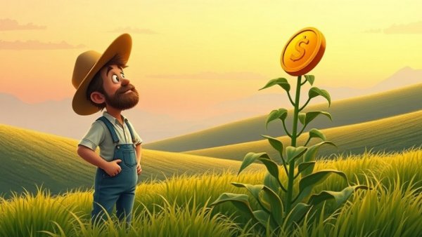 AI in Defense Technology for Small Businesses depicted as a farmer nurturing growth.