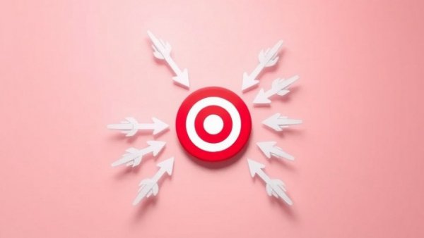 3D arrows targeting a bullseye, illustrating AI revolution in marketing strategies.