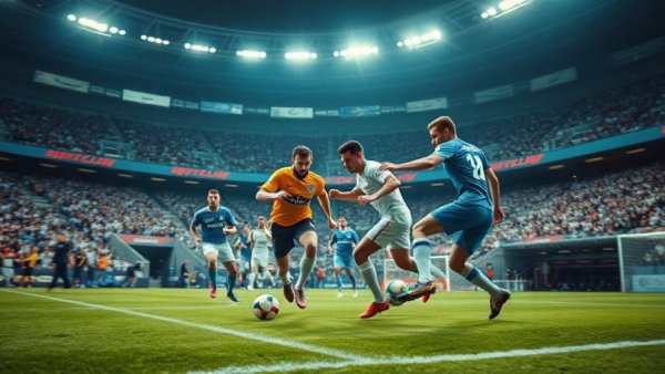 Dynamic soccer match with players competing under stadium lights, highlighting American MLSs Global Outreach.