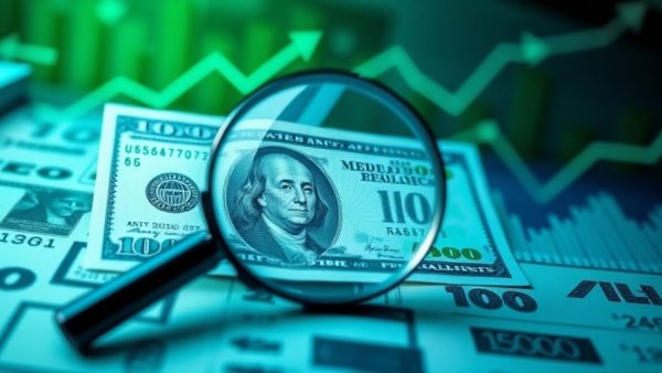 Stylized graphic representing global fintech funding trends with currency theme.