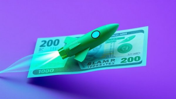 Futuristic rocket on stylized banknote, representing AI compliance solutions.