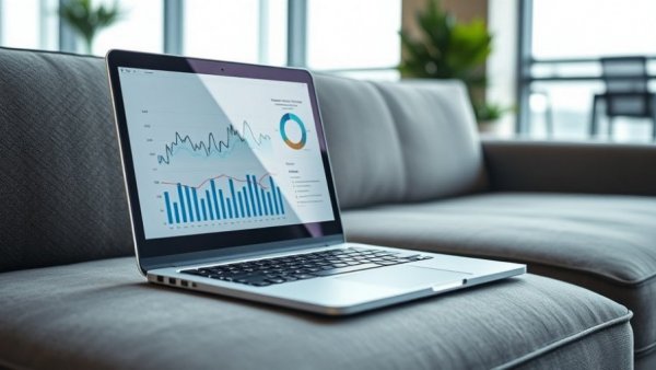 Modern laptop displaying charts for AI opportunities in property management.