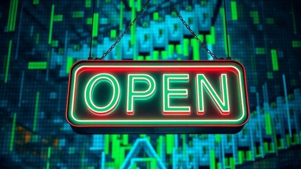 AI transformation for small businesses illustrated with open sign on digital backdrop.