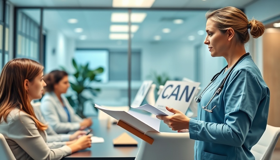 Nurse leading healthcare innovation meeting in hospital