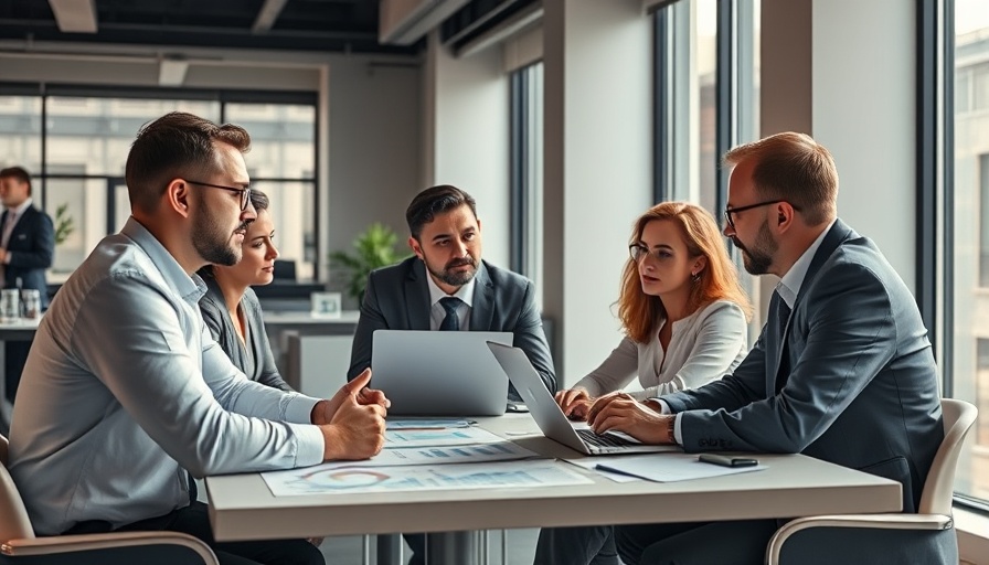 Business professionals discussing Bayesian methods in AI for small business.