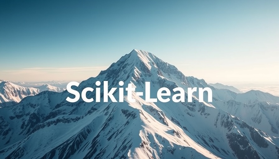 Dramatic mountain with Scikit-learn logo and text overlay on cross-validation.
