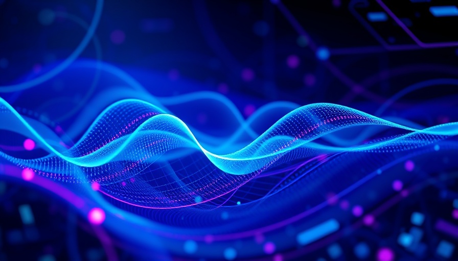Digital waveforms in futuristic AI concept, representing AI voice cloning in video games.
