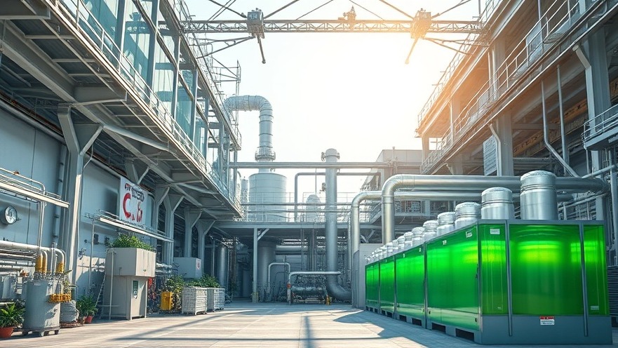 Modern eco-friendly industrial facility with high-tech waste processing equipment.