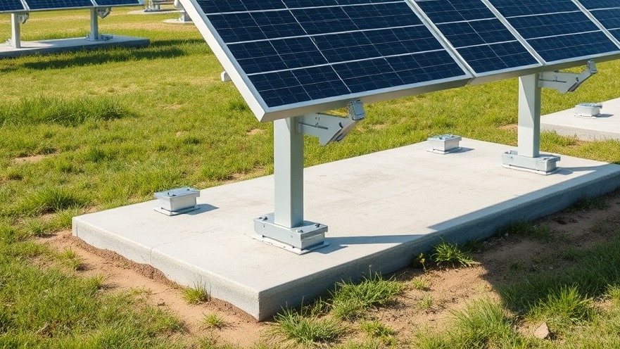 A close-up view of a surface-mounted solar panel ballast support structure engineered for clean energy production on capped brownfield real estate.