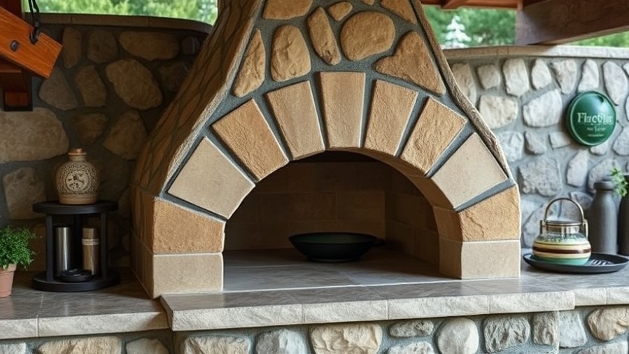 Eco-friendly pizza ovens: outdoor stone oven in a simplistic kitchen setting.