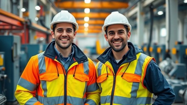 Factory workers in silicon-carbon anode production facility, smiling.
