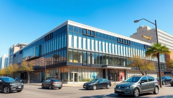 Modern commercial building in city, highlighting real estate investments