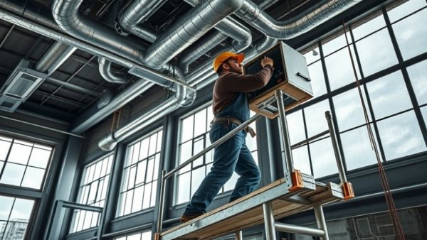 Technician performing cost-effective Class B building upgrades on HVAC.