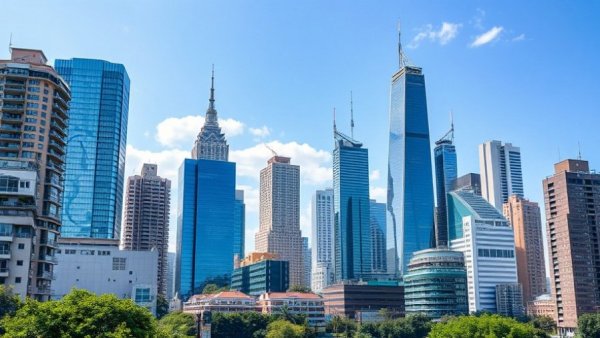 Vibrant cityscape highlighting commercial real estate investments in urban skyline.