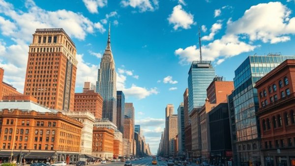 Vibrant urban skyline showcasing commercial building operations economic impact.
