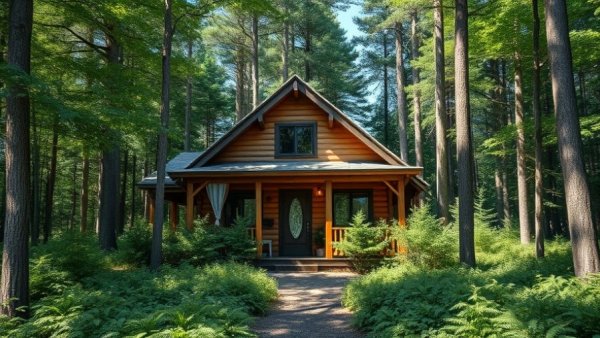 A-frame cabin in lush forest for premium property optimization.